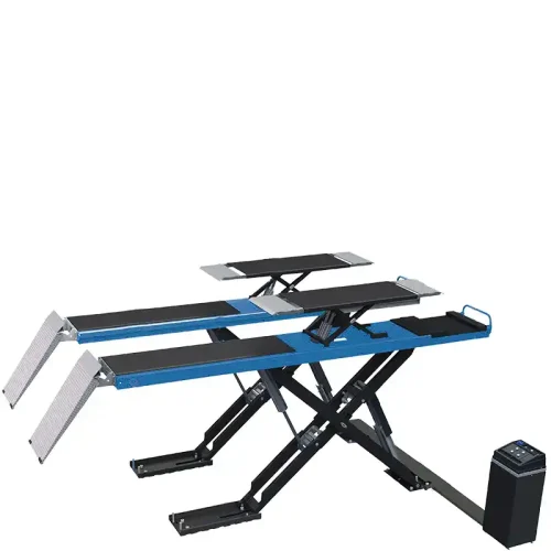 Low Profile Scissor Lift with Secondary Lift Tables for Wheel Alignment