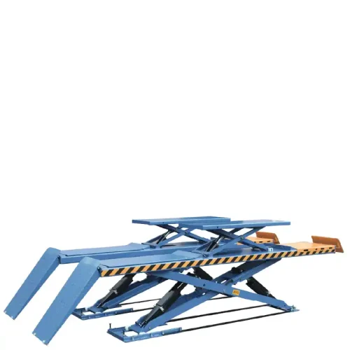 Low Profile Scissor Lift with Secondary Lift Tables for Wheel Alignment